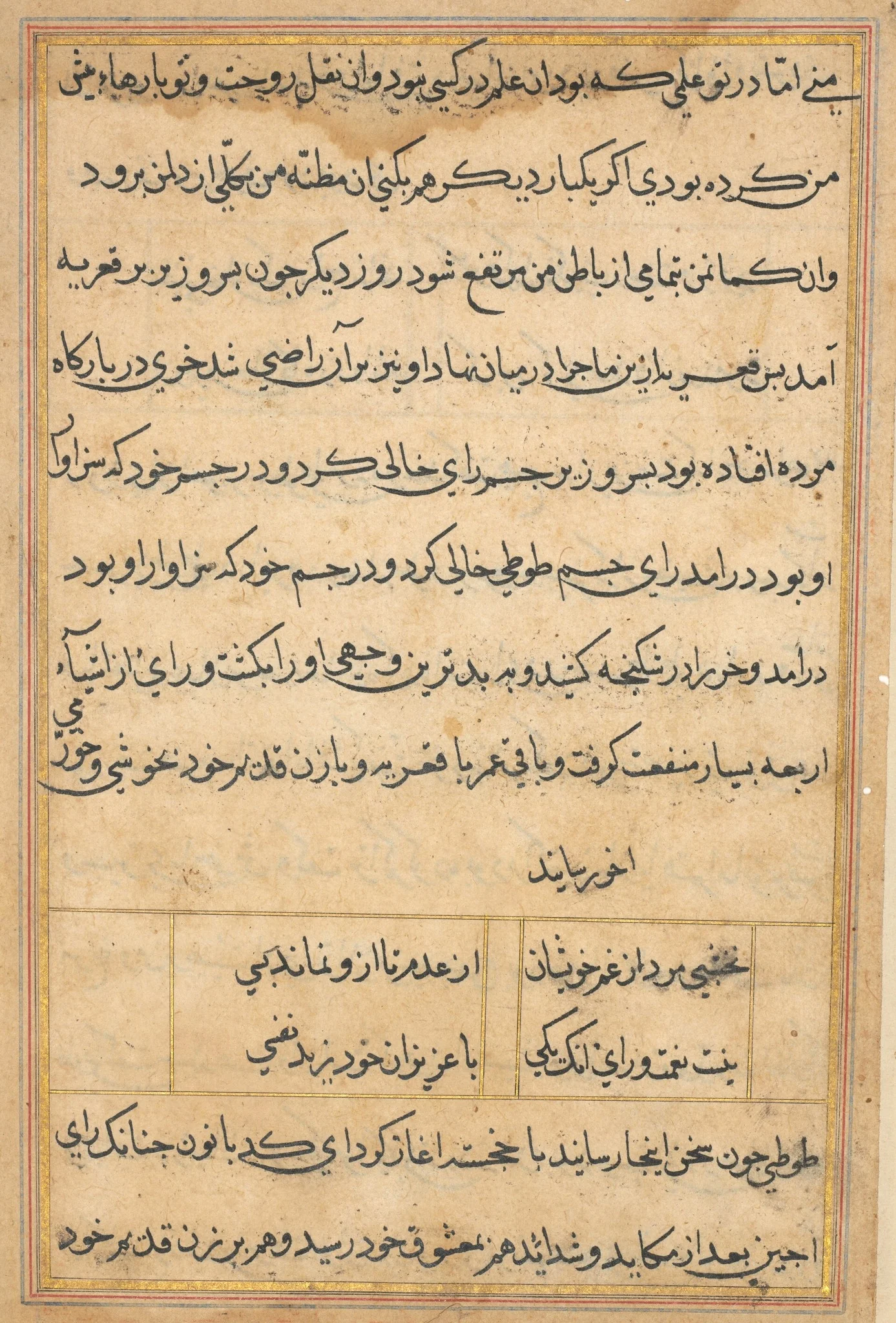 Page from Tales of a Parrot (Tuti-nama): text page, detail