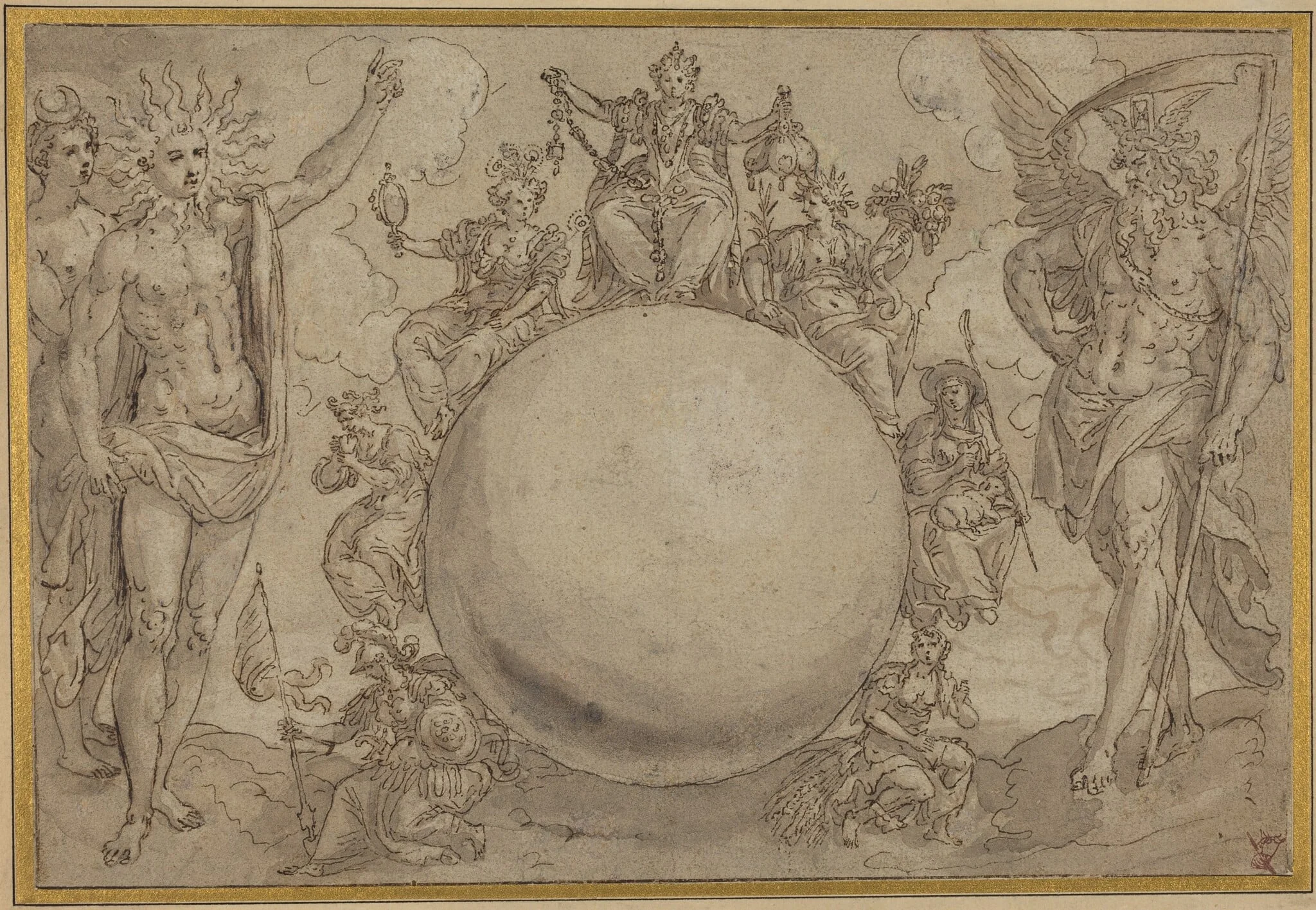 Apollo, Diana, and Time with the Cyclic Vicissitudes of Human Life, detail