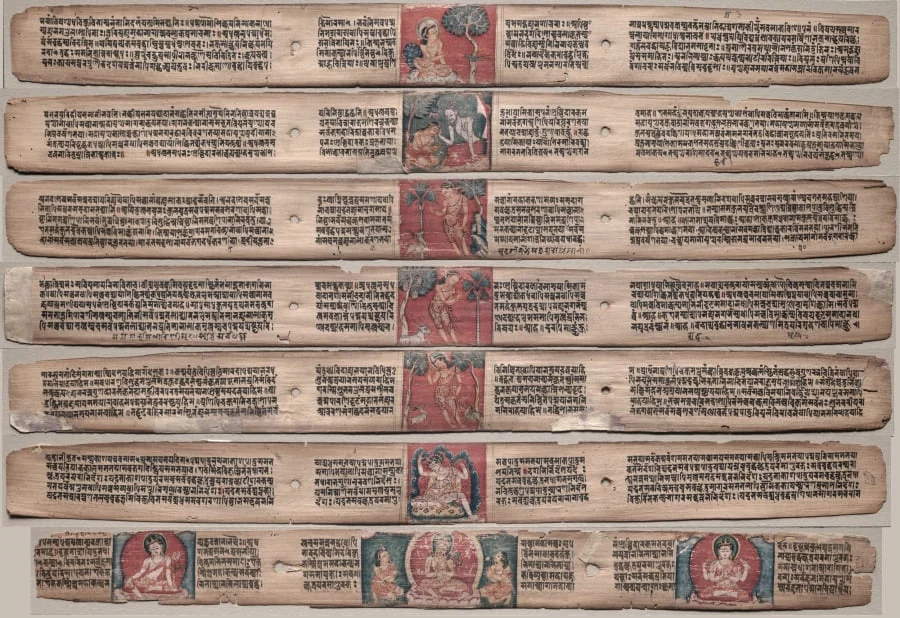 Seven Leaves from a Manuscript of the Gandavyuha-sutra (Scripture of the Supreme Array), detail