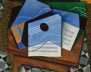 Guitar on a table, by Juan Gris, oil, 1915