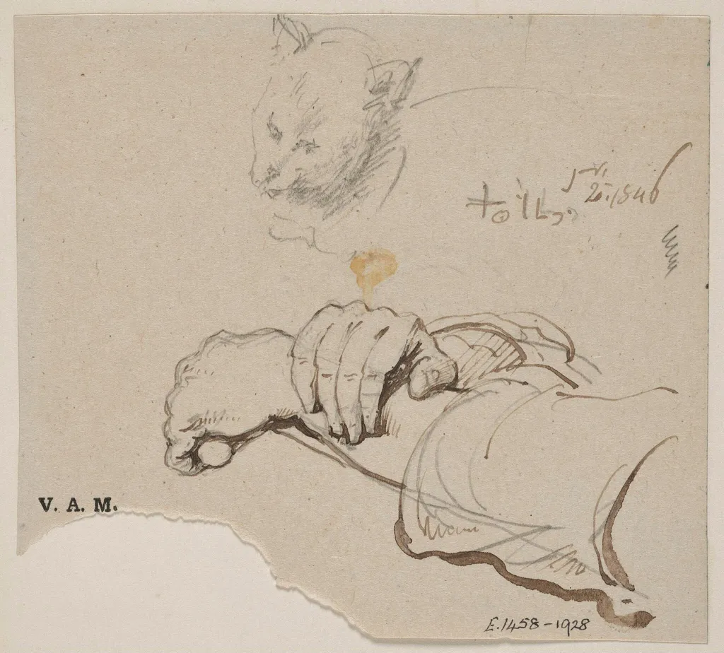 A man's right hand resting on his left wrist, by George Chinnery, 2