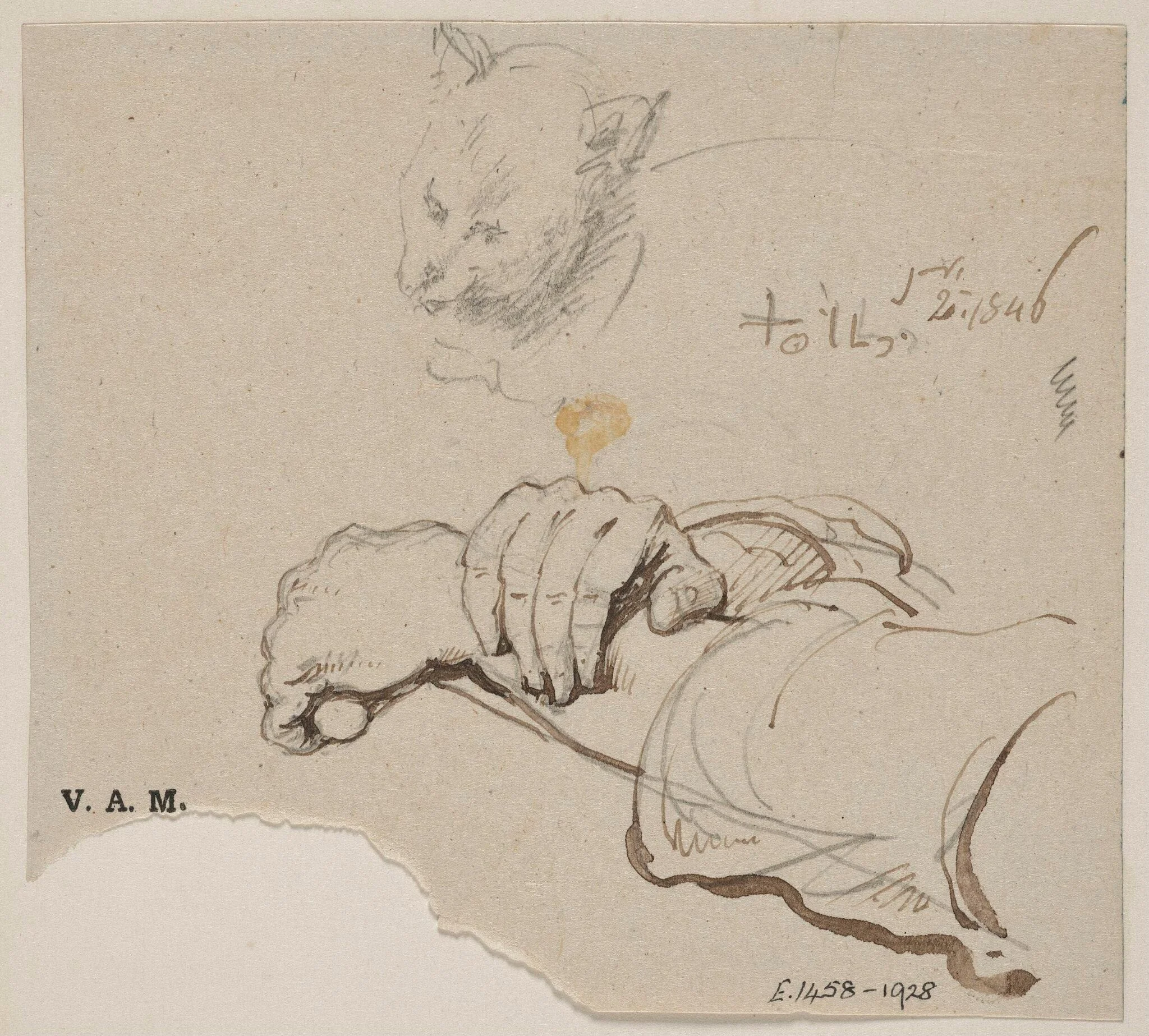 A man's right hand resting on his left wrist, detail