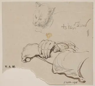 A man's right hand resting on his left wrist, by George Chinnery, 2