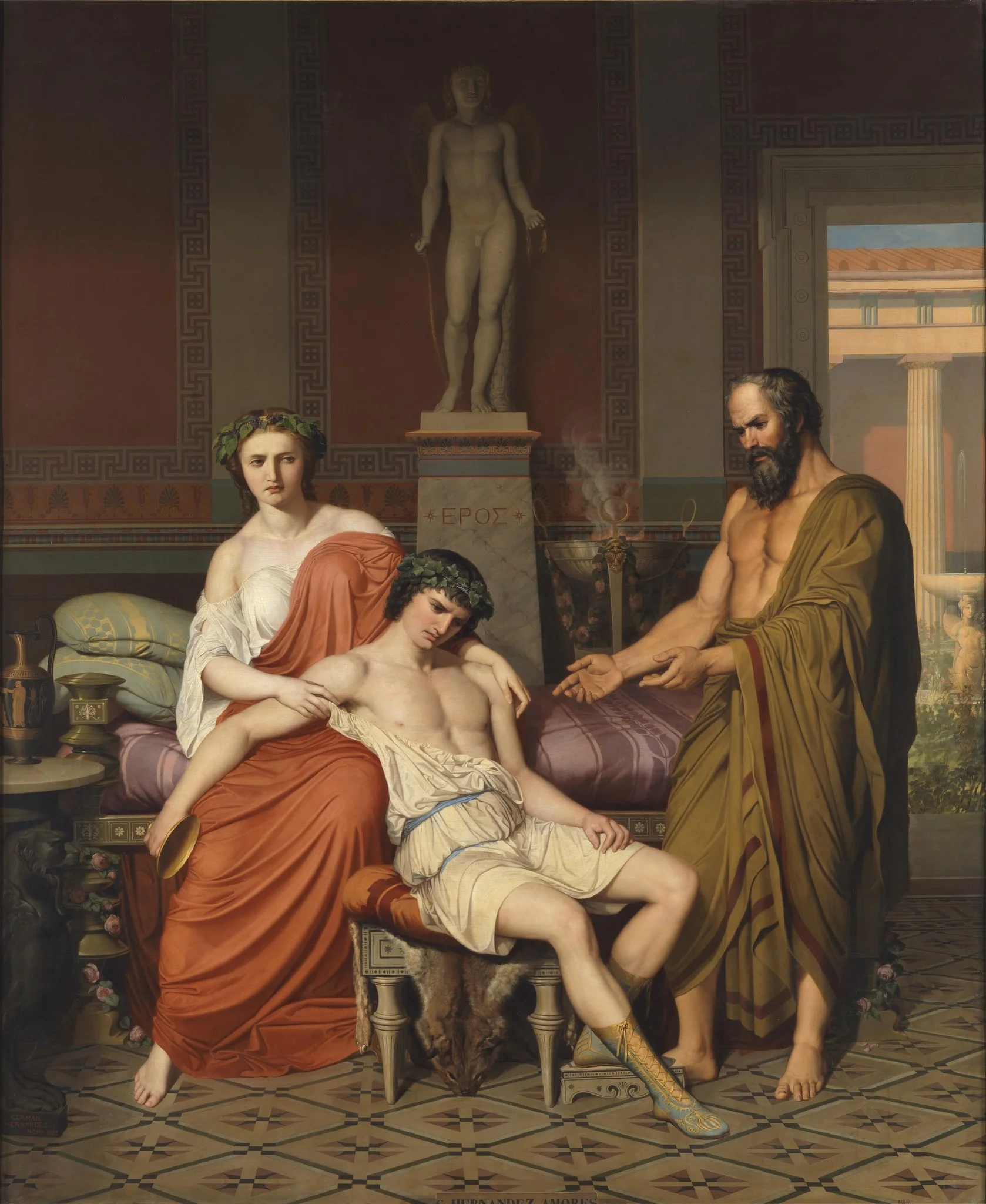 Sócrates reprendiendo a Alcibíades en casa de una cortesana, detail