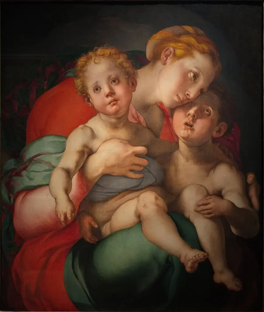 Madonna and Child with Saint John the Baptist, by Pontormo, oil, 1529