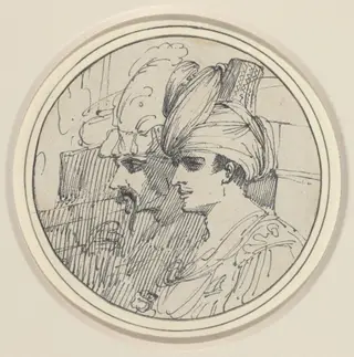 Two Oriental Heads, by John Hamilton Mortimer, ink, 1772