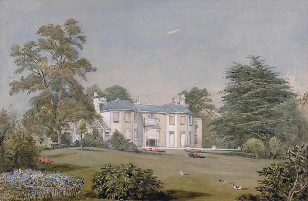 Bohun Lodge, New Barnet, by John James Chalon, watercolor, 8