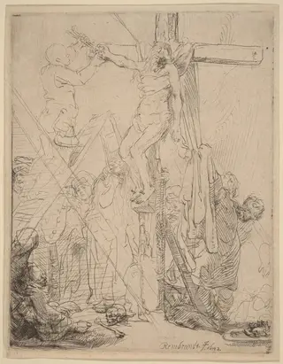 The Descent from the Cross: a Sketch, by Rembrandt van Rijn, ink, 1642