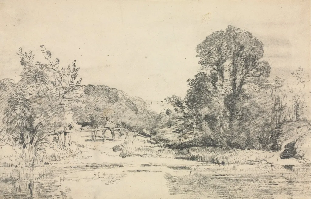 Landscape with Trees Surrounding a Pond, by John Constable, 1816