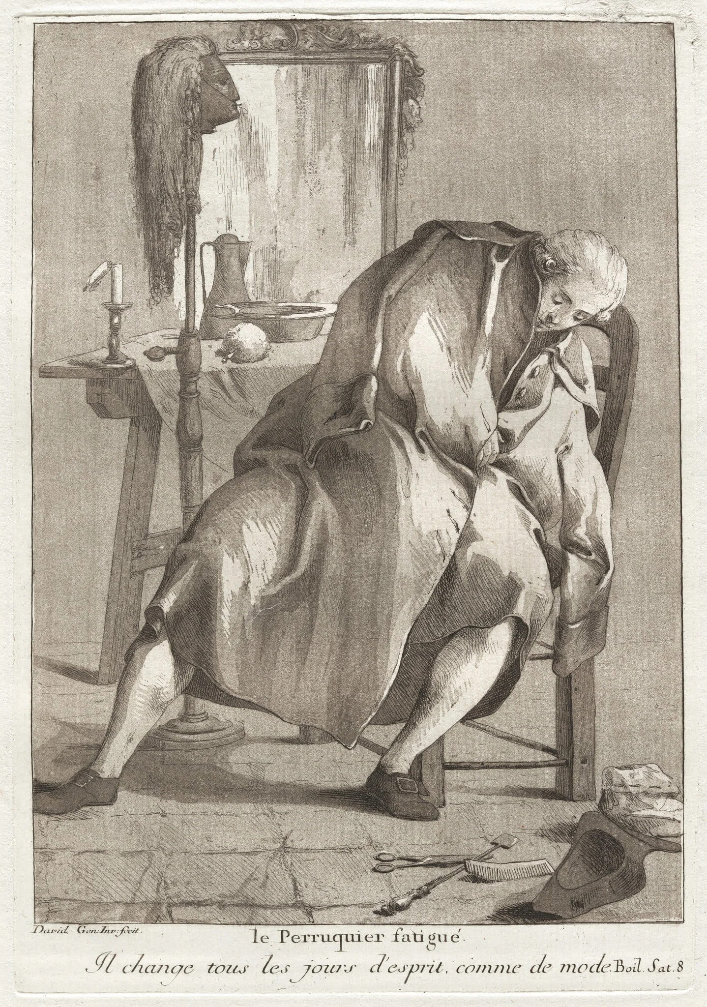 Le Perruquier fatigué (The Tired Wigmaker), detail