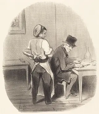 Mais, monsieur, je vous assure que c'est du... veau!..., by Honoré Daumier, ink, 1852