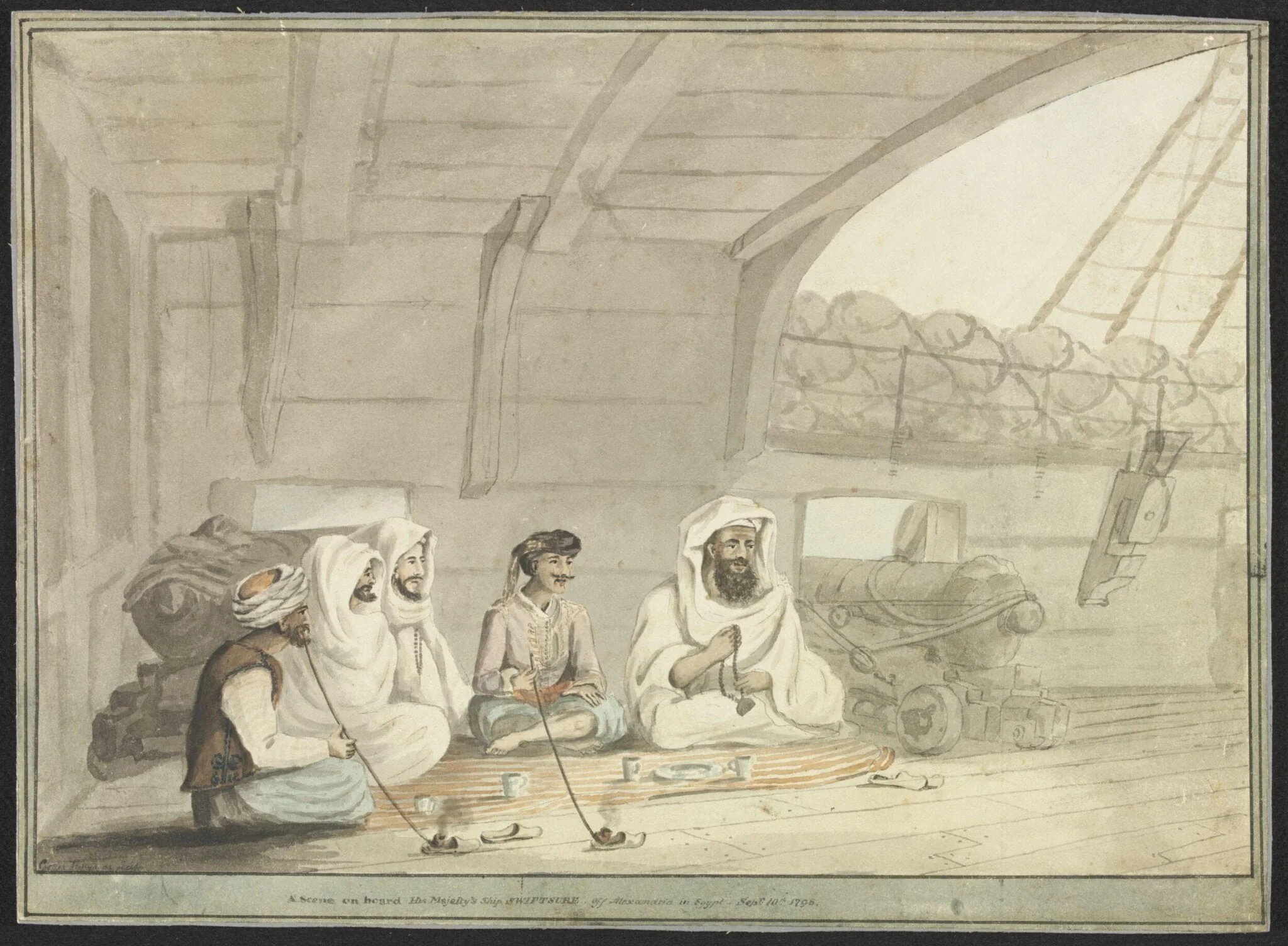 A Scene on board His Majesty's Ship Swiftsure. off Alexandria in Egypt - Sepr. 10th 1798, detail