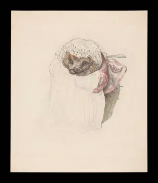 Unfinished sketch of Mrs Tiggy-winkle, by Beatrix Potter, watercolor, 1905