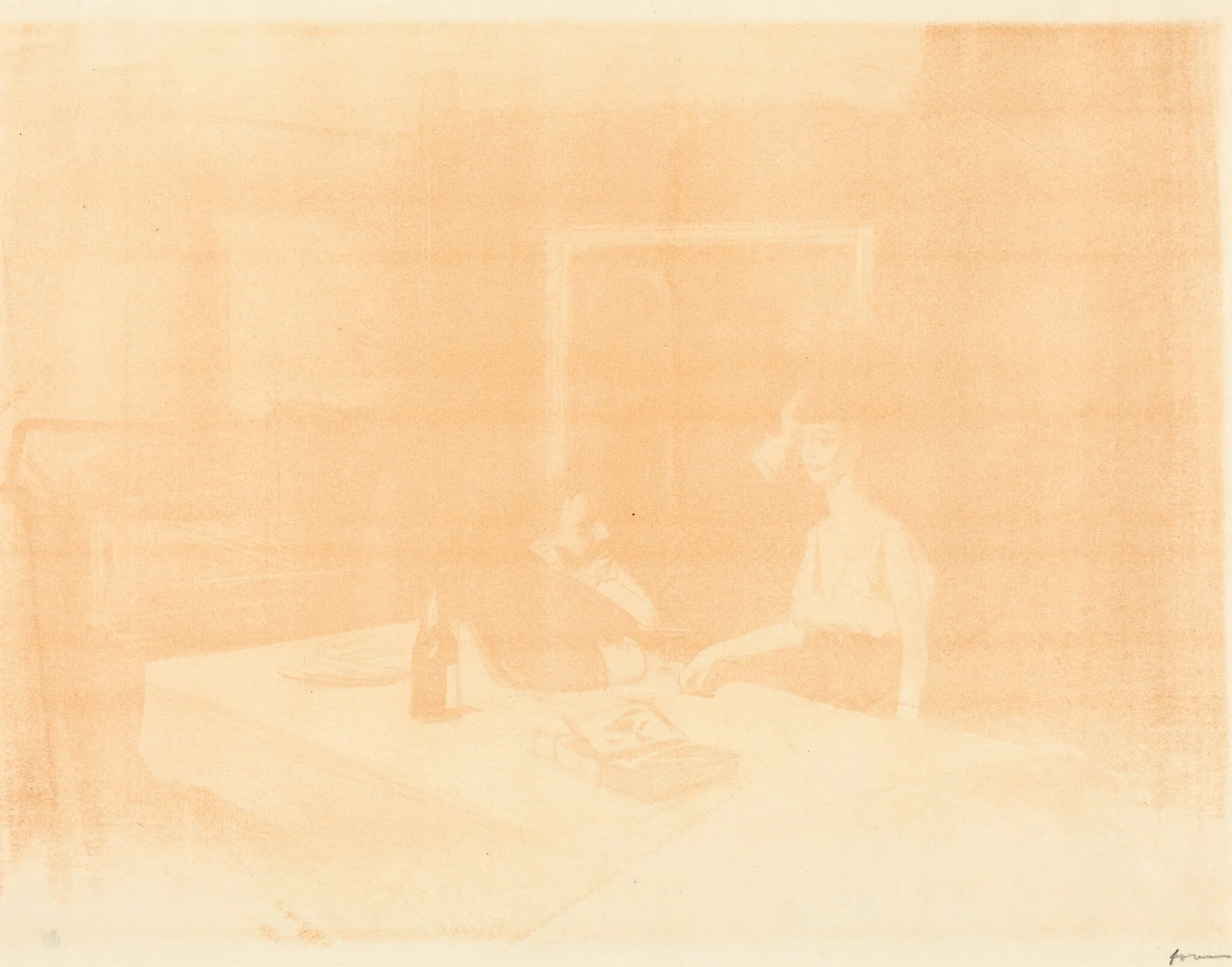 Scène de cabinet particulier (planche en largeur au lavis) (Scene in a Private Room) (horizontal plate), detail