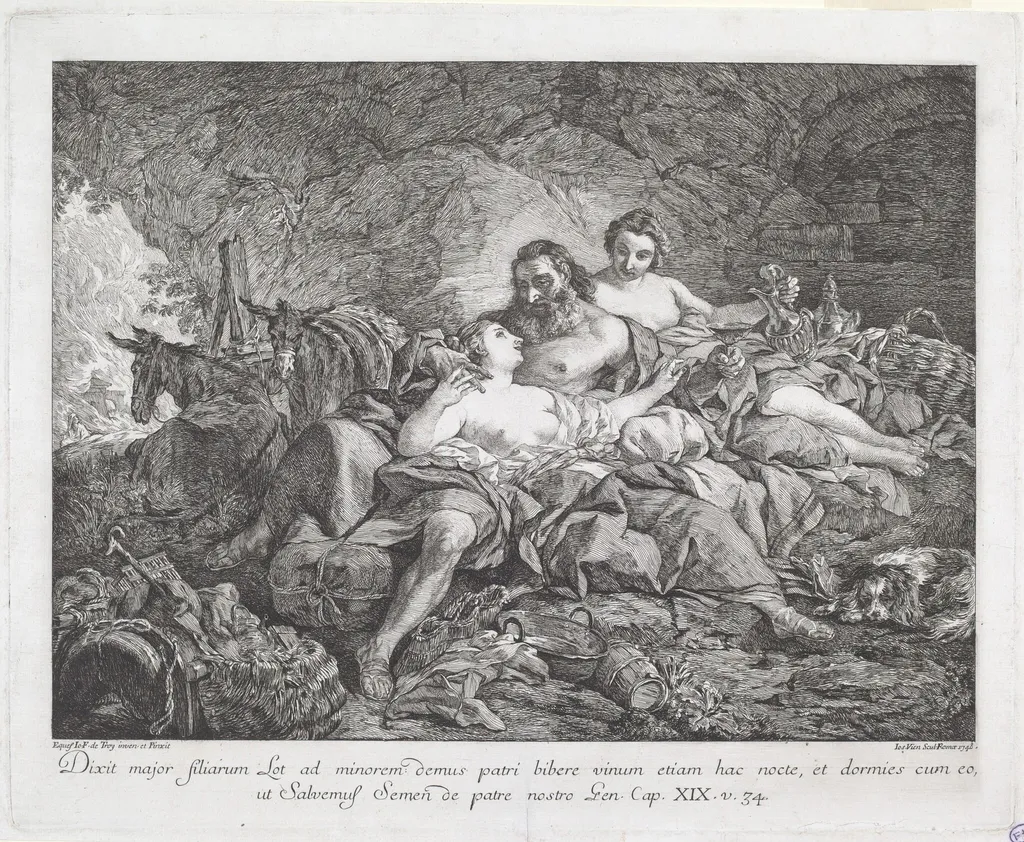 Lot and His Daughters, by Joseph-Marie Vien, ink, 1748