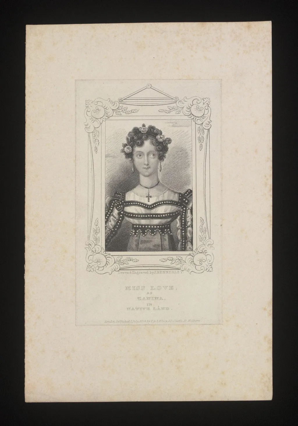 Miss Love as Zanina, by J. Kennerley, 1