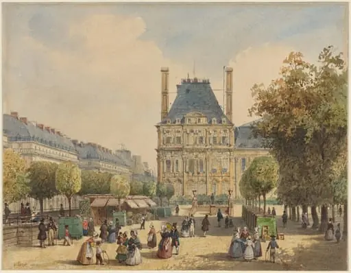 Rue de Rivoli and Pavillon Marsan, by François Etienne Villeret, graphite, 1833