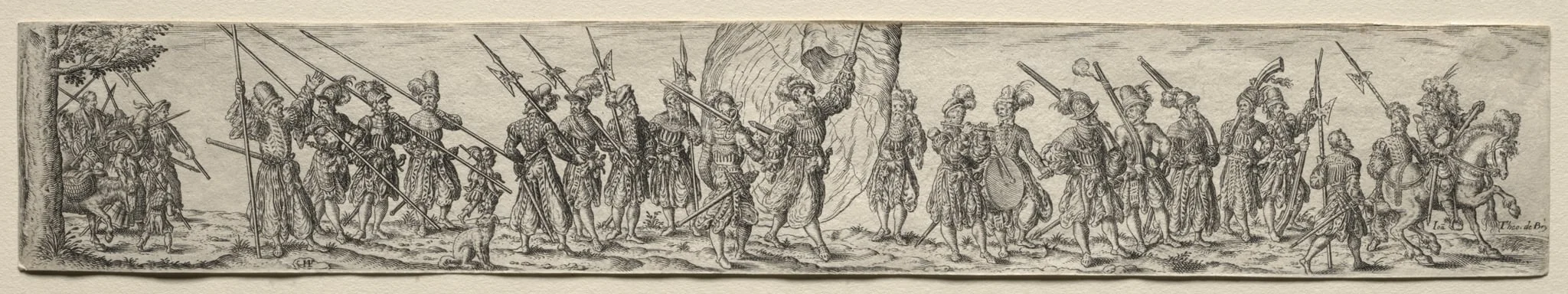 Marching Soldiers, in the Center a Standard Bearer, detail