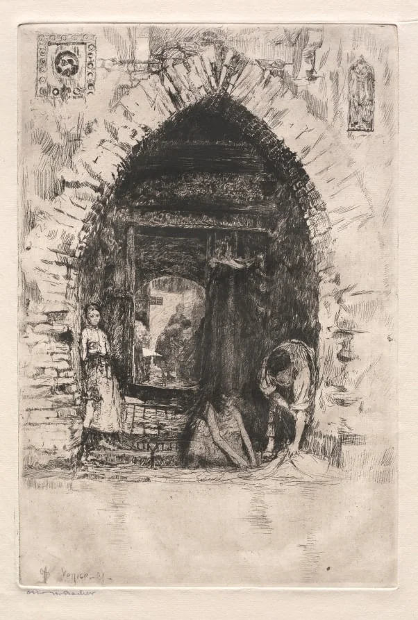 Etchings of Venice: Laundry, detail
