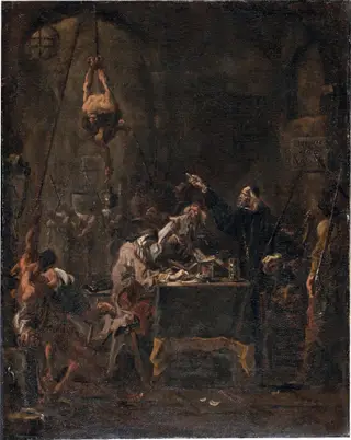 Brutal Interrogation (Torture Scene), by Alessandro Magnasco, unspecified, 1728