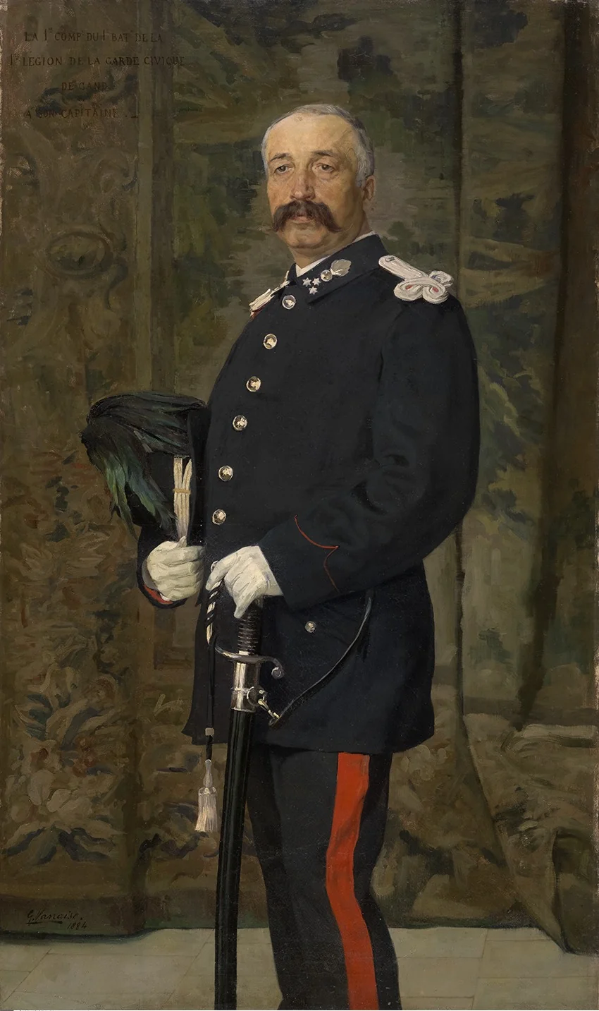 Portret van de heer Bruggeman, kapitein van de burgerwacht, detail