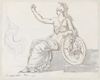 Roma, from the Base of the Antonine Column, by Jacques-Louis David, chalk, 1778