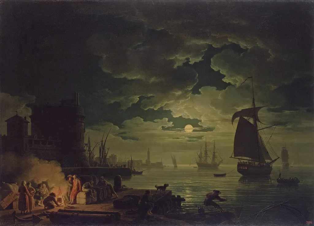 Entrance to the Port of Palermo by Moonlight, by Joseph Vernet, oil, 1769