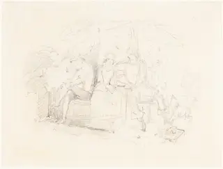Lovers under a Tree, by John Everett Millais, graphite, 1840