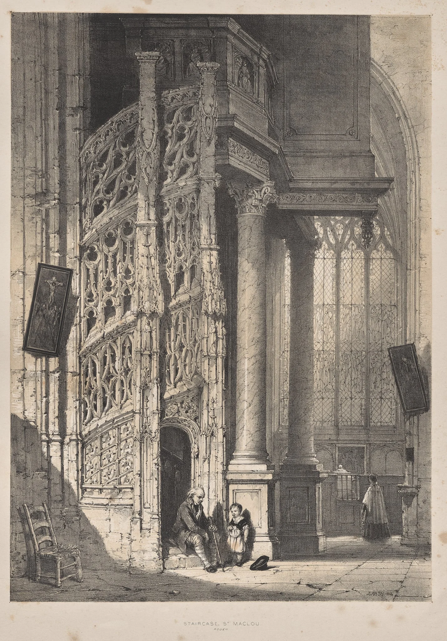 Architecture of the Middle Ages: Staircase, St. Maclou, Rouen, detail