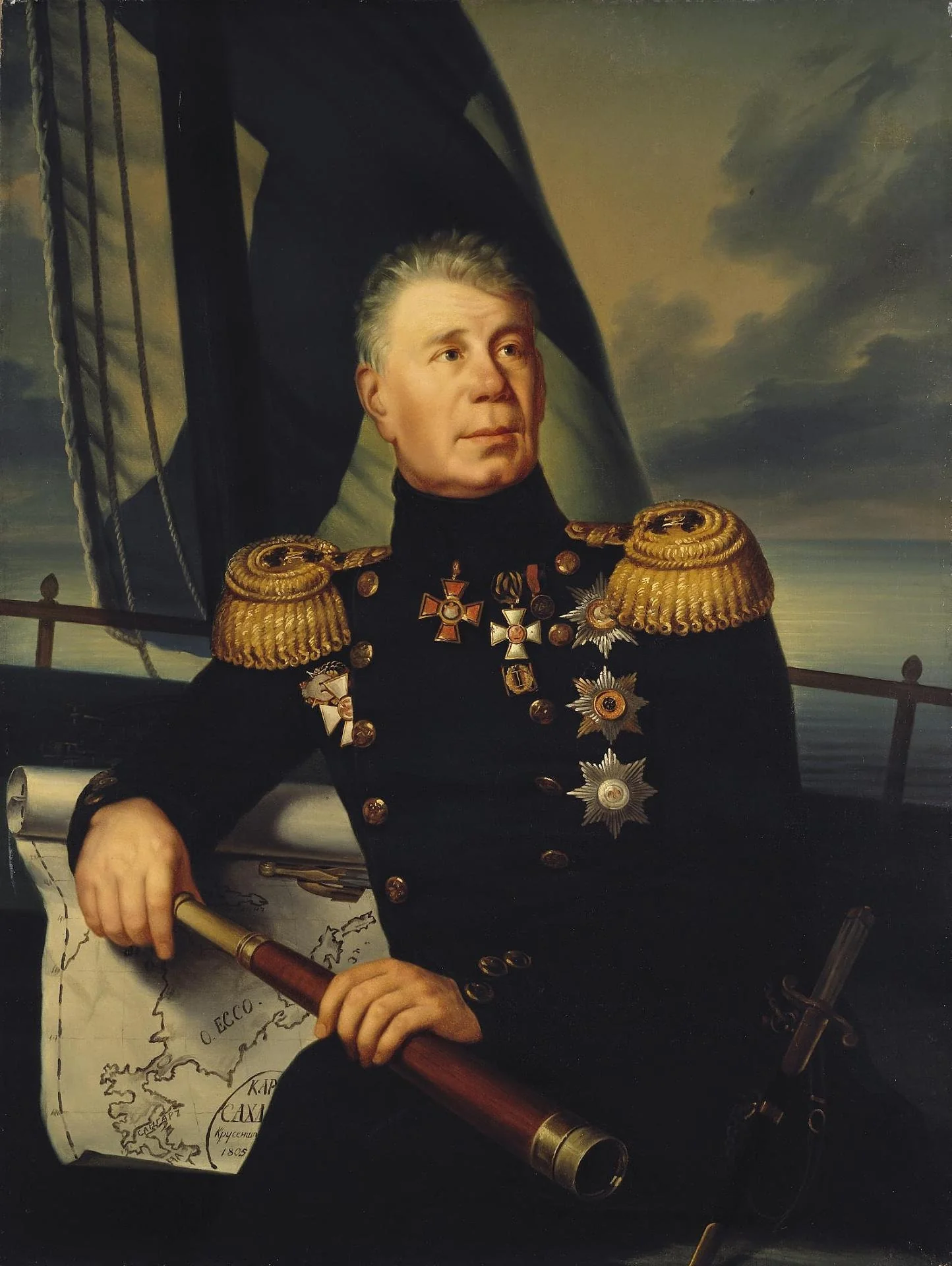 Portrait of Admiral Krusenshtern, detail