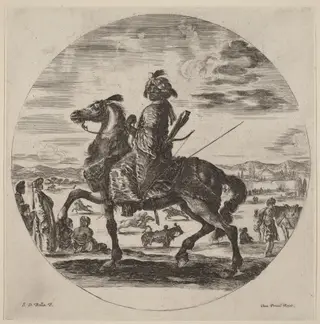 Moorish Cavalier, by Stefano Della Bella, ink, 1637
