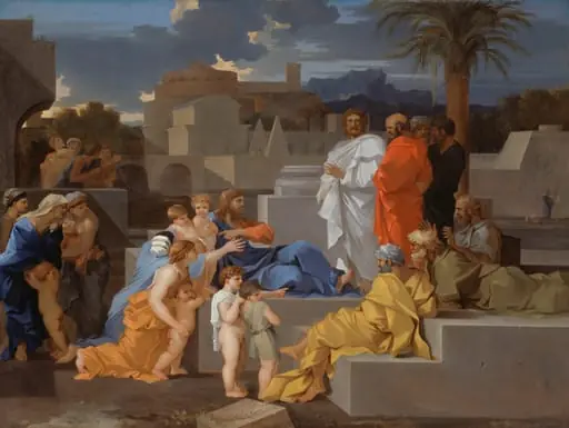 Christ Receiving the Children, by Sébastien Bourdon, oil, 1655