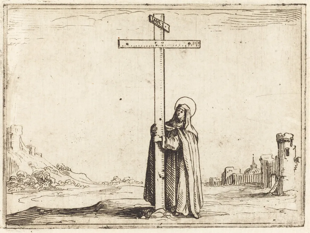 Nun Embracing the Holy Cross, by Jacques Callot, ink, 1628