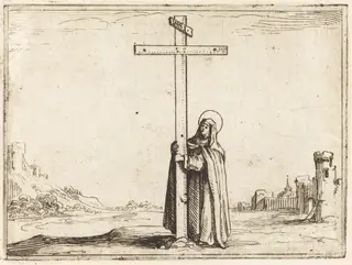 Nun Embracing the Holy Cross, by Jacques Callot, ink, 1628