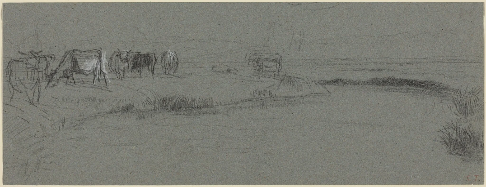 River Bank with Cattle, detail