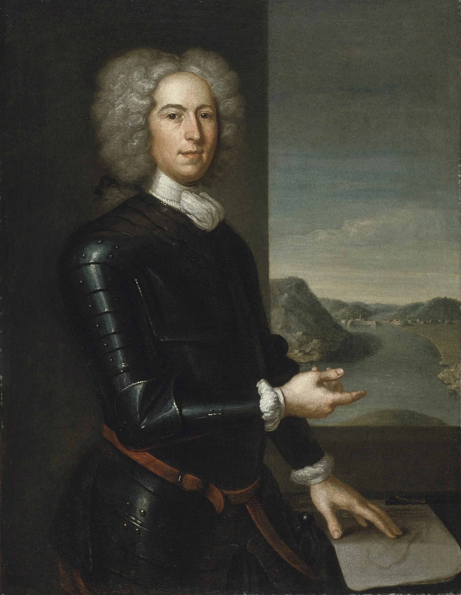 Portrait of Major General Paul Mascarene, detail