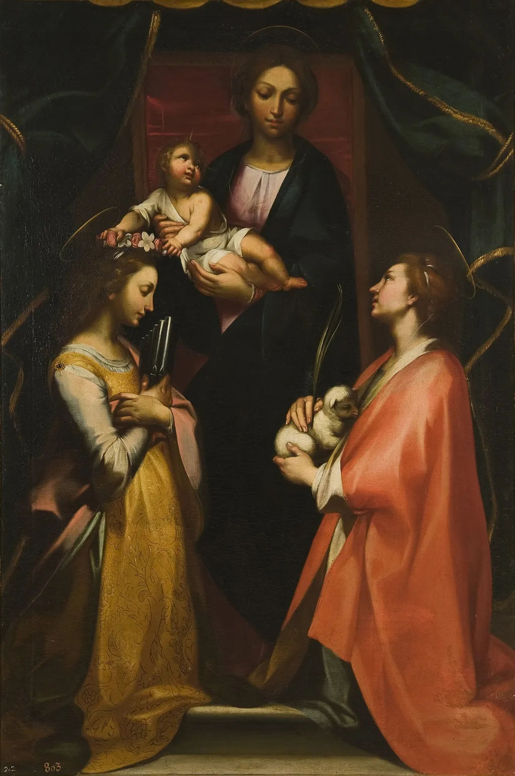 The Virgin and Child with Saints Cecilia and Inez, by Francesco Vanni, oil, 1588