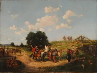 Way to the ring, by Juan León Pallière, oil, 1850