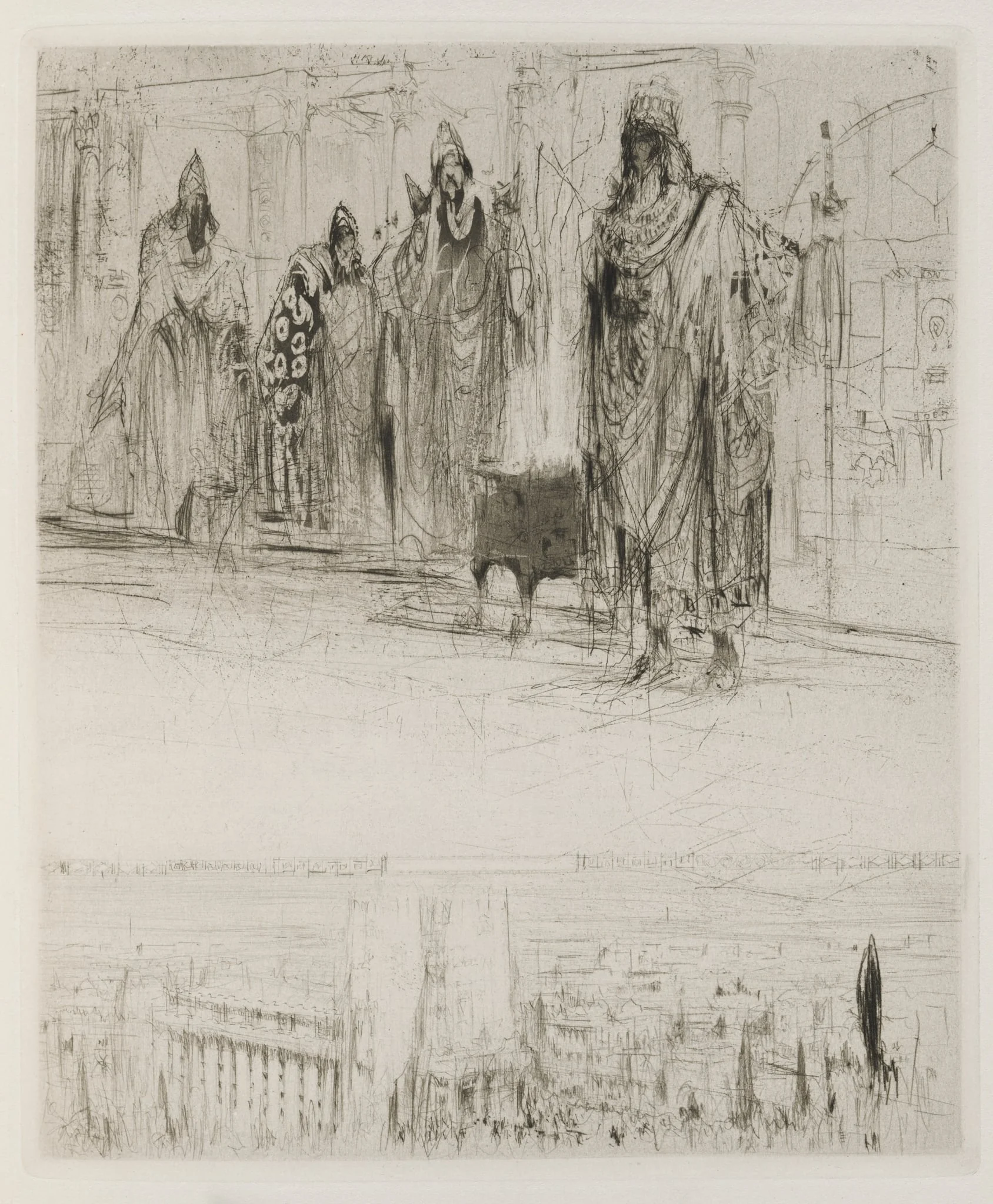 Herodias: Page 13, The tetrarch was awaited by several Galileans, the master of scribes, the chief of the land steward, the manager of the salt mines, and a Jew from Babylon commanding his troops on horse, detail