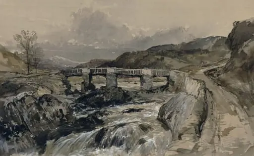 Bridge of the Lledr, North Wales, by William James Müller, watercolor, 1840