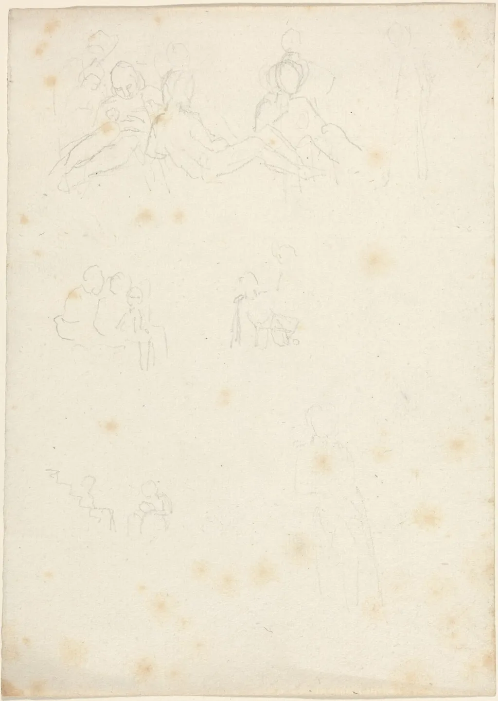 Studies of Seated and Reclining Figures, by John Flaxman, graphite, 1790