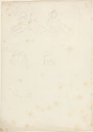 Studies of Seated and Reclining Figures, by John Flaxman, graphite, 1790