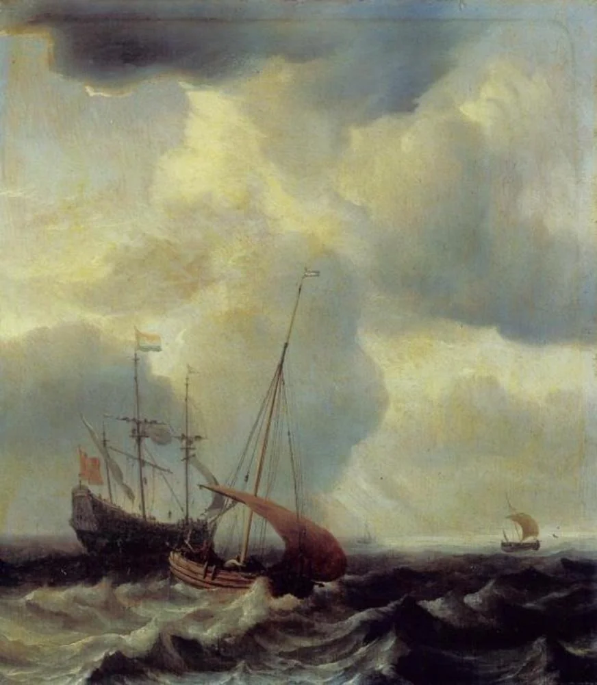A Dutch Warship on a Rough Sea, detail