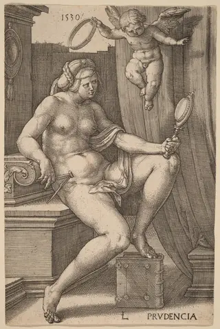 Prudencia (Prudence), by Lucas van Leyden, ink, 1530