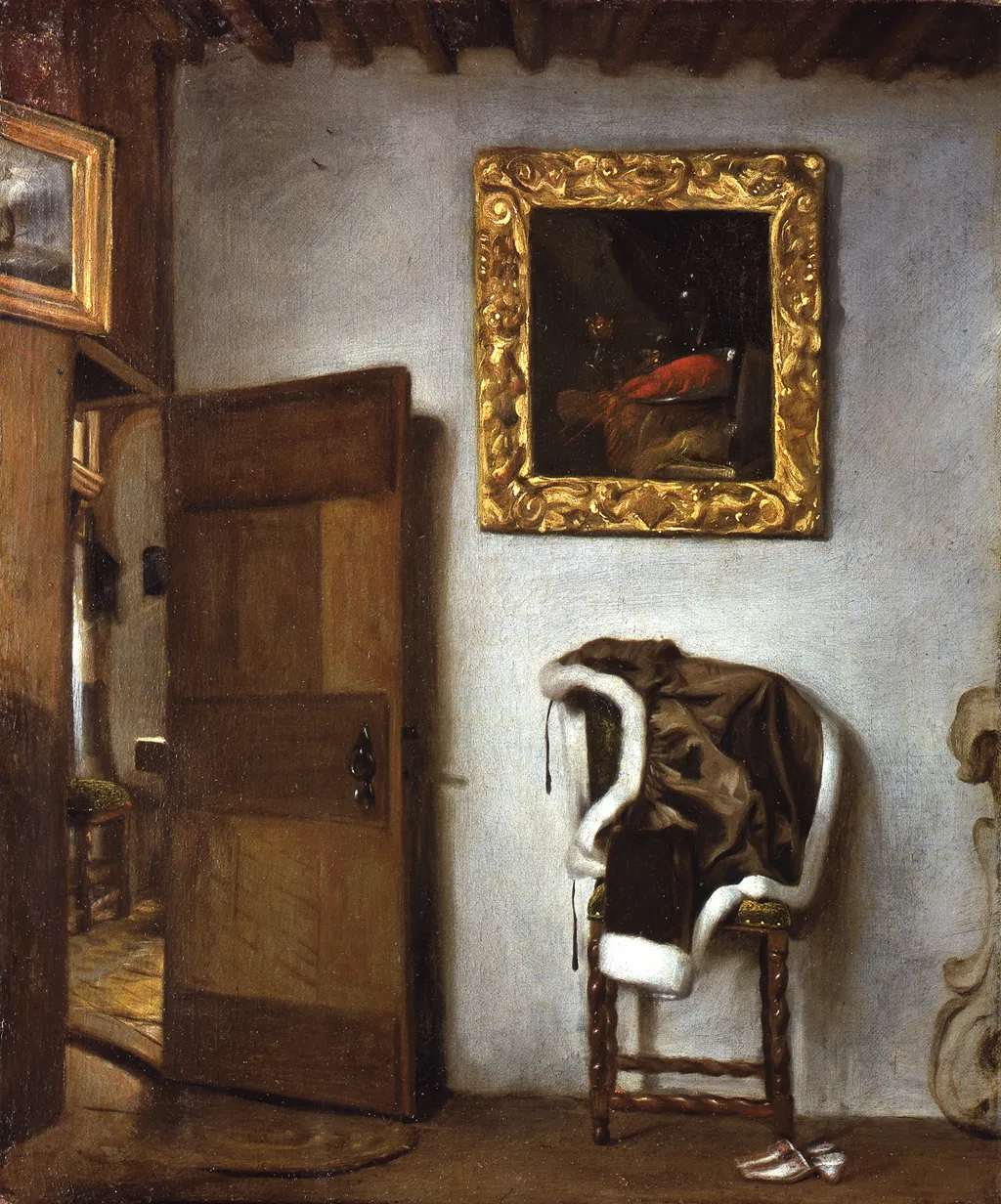 Interior with a Jacket on a Chair, by Cornelis Bisschop, paint, 1660