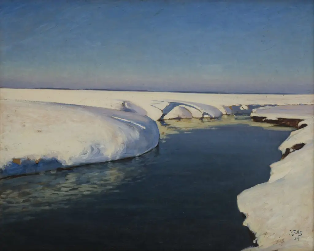 Snow, by Julian Fałat, oil, 1907