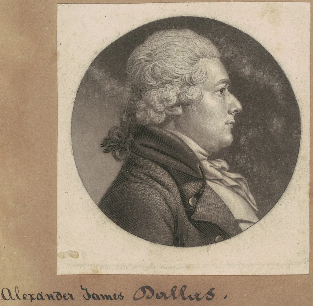 Alexander James Dallas, by Charles B. J. Févret de Saint-Mémin, ink, 1802