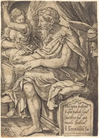 Saint Matthew, by Johann Ladenspelder, ink, 1536