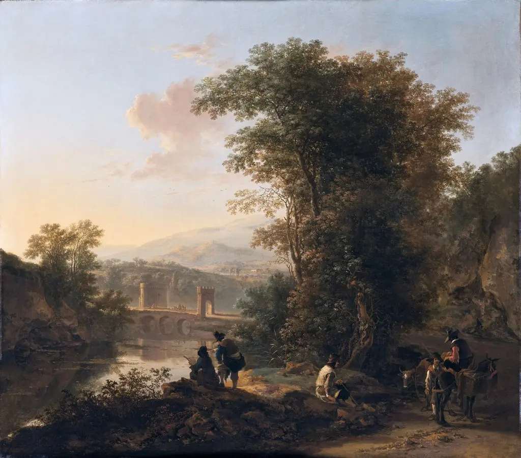 Landscape with a Draftsman, by Jan Both, oil, 1645