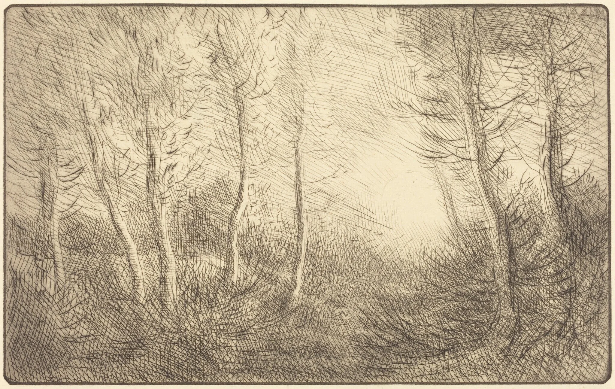 Sunrise, Woods of Clamard (Lever du soleil, bois de Clamard), detail